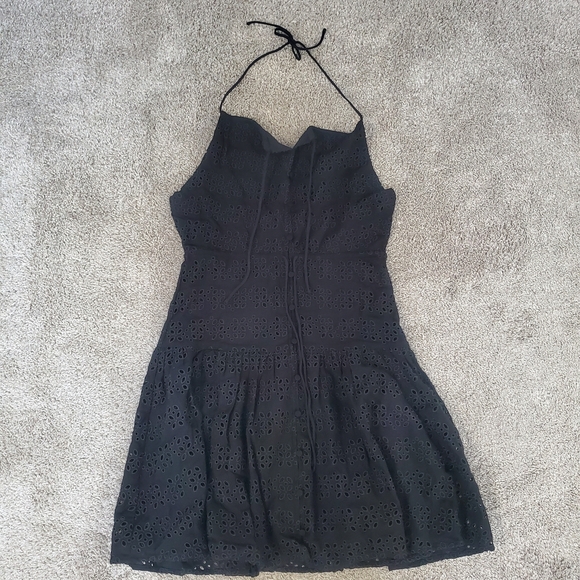 J.Crew NWT Anguilla Halter Mini Dress in Eyelet Black Sz 8 - Picture 3 of 11